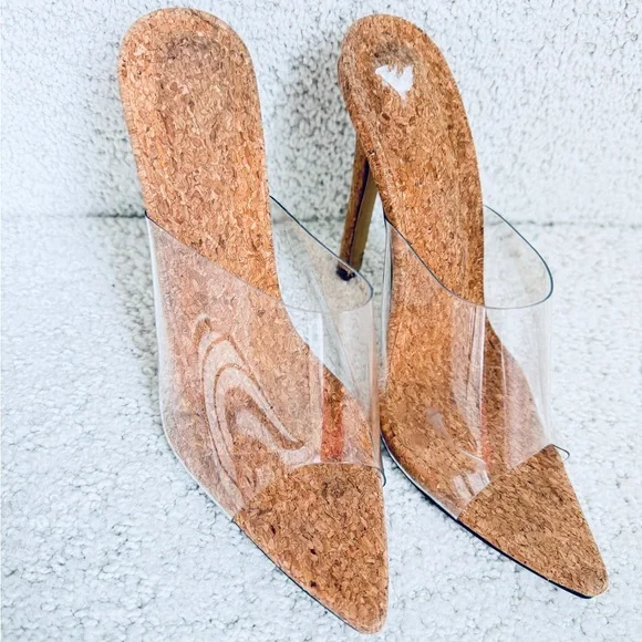 Elegant Cork and Clear High Heel Mules - Picture 9 of 9